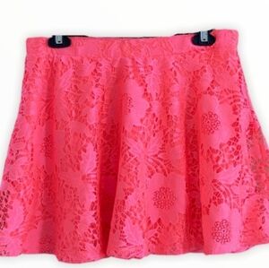 AEROPOSTALE WOMENS SKIRT MINI NEON PINK LACE SIZE LARGE Y2K NEW